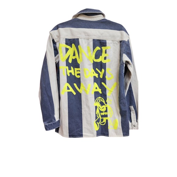 Men's NWT Zara Dance the Days Away Striped Denim Jacket - Picture 4 of 4